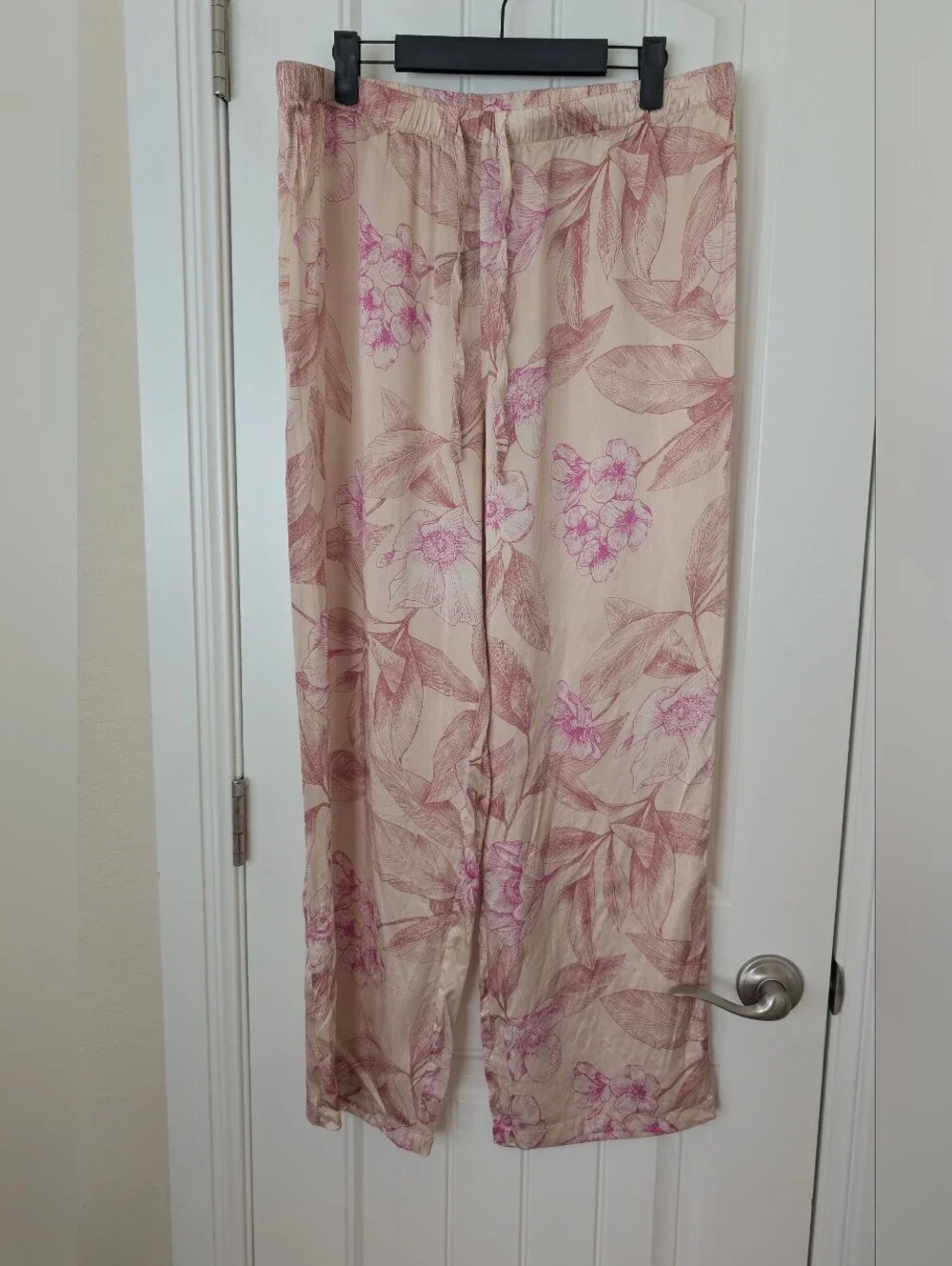 Silk Linvosges Floral Pajama Set - Blush Pink L